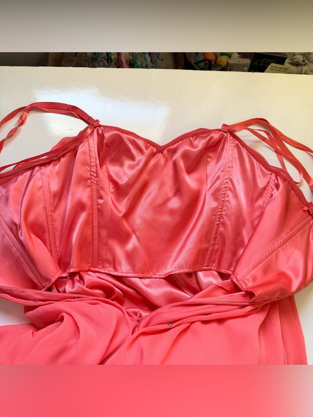 BCBGMaxAzria 2 Pink Coral Pleated Bodice Grecian Drape Style Formal Dress Size 2 - Picture 10 of 17